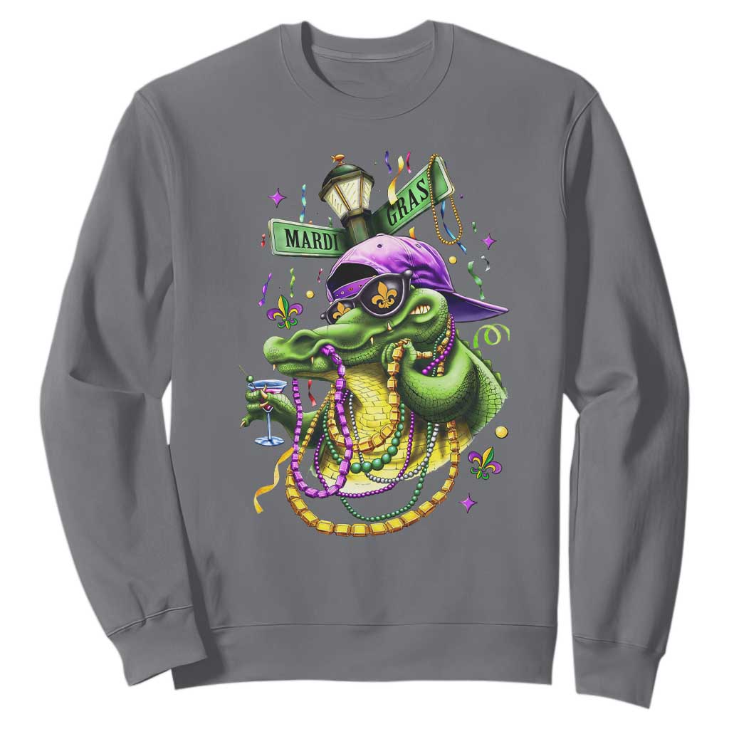Mardi Gras Alligator Costume Sweatshirt Mardigator Crocodile Carnival New Orleans Louisiana TS10 Charcoal Print Your Wear