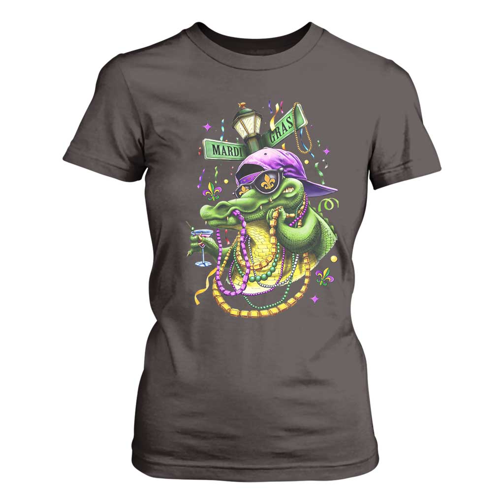 Mardi Gras Alligator Costume T Shirt For Women Mardigator Crocodile Carnival New Orleans Louisiana TS10 Dark Chocolate Print Your Wear