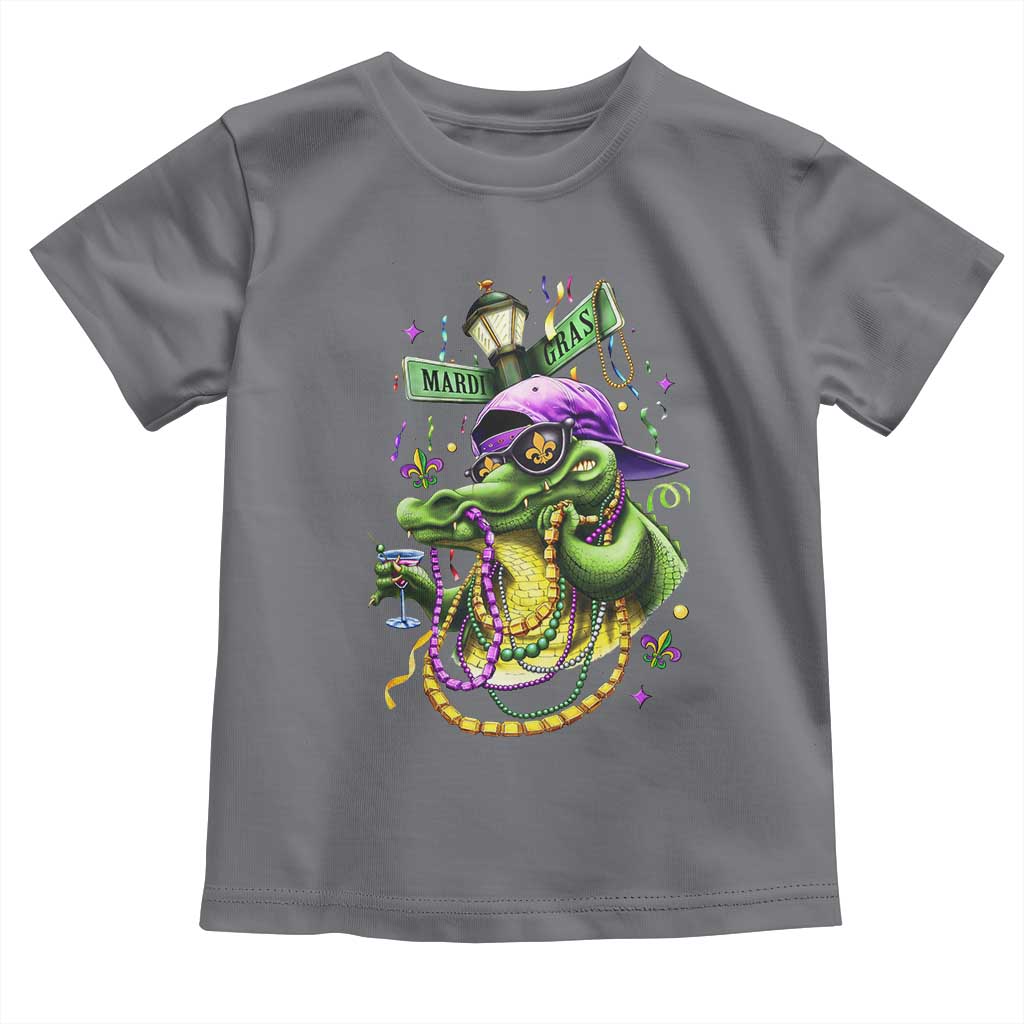 Mardi Gras Alligator Costume Toddler T Shirt Mardigator Crocodile Carnival New Orleans Louisiana TS10 Charcoal Print Your Wear