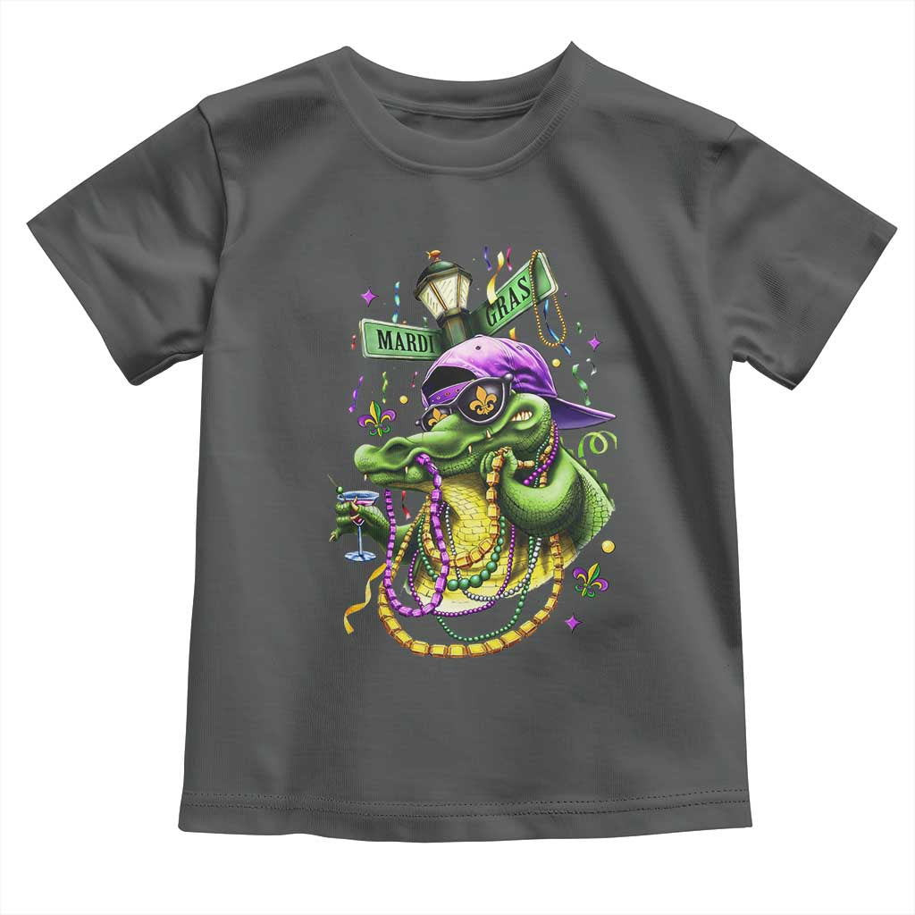 Mardi Gras Alligator Costume Toddler T Shirt Mardigator Crocodile Carnival New Orleans Louisiana TS10 Dark Heather Print Your Wear
