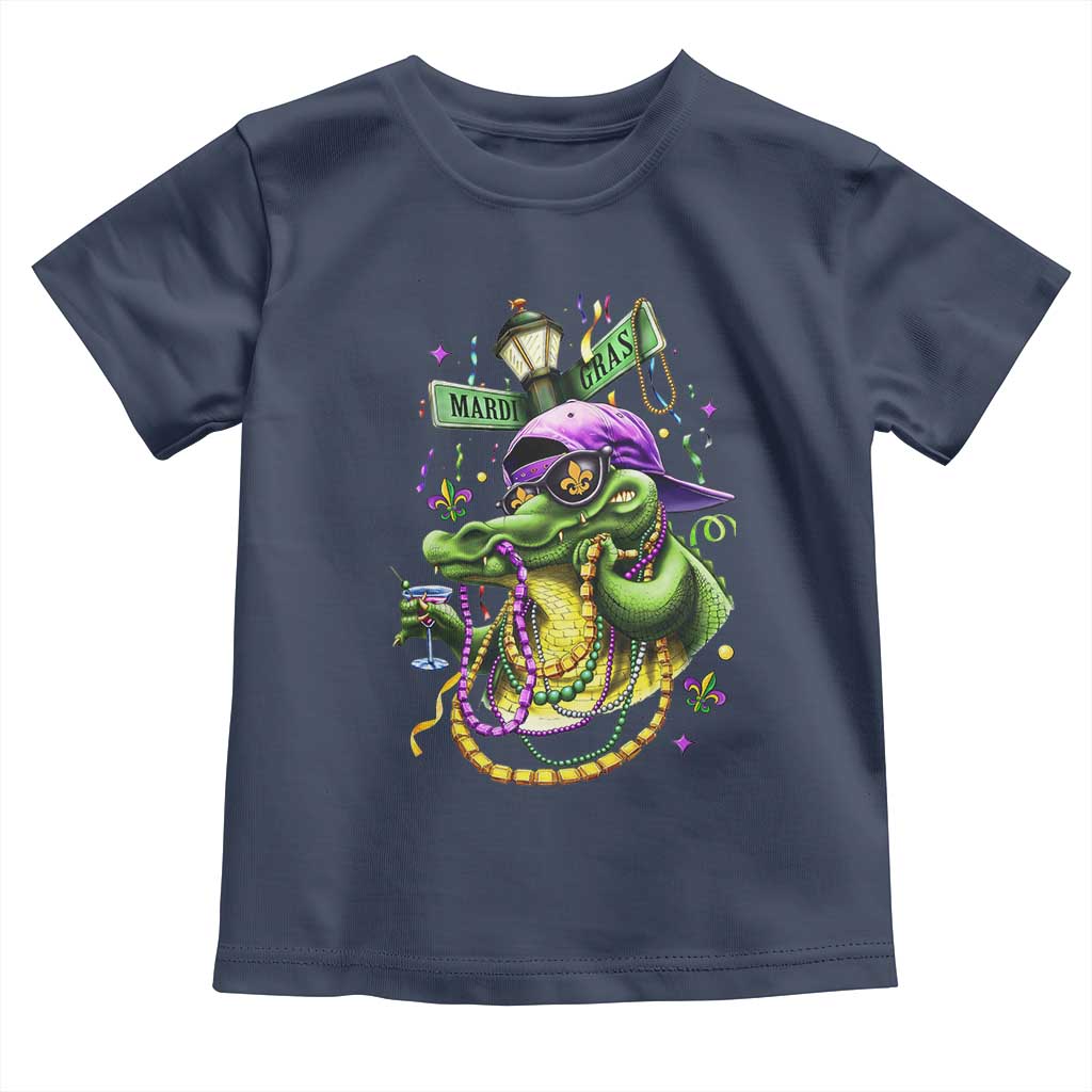 Mardi Gras Alligator Costume Toddler T Shirt Mardigator Crocodile Carnival New Orleans Louisiana TS10 Navy Print Your Wear