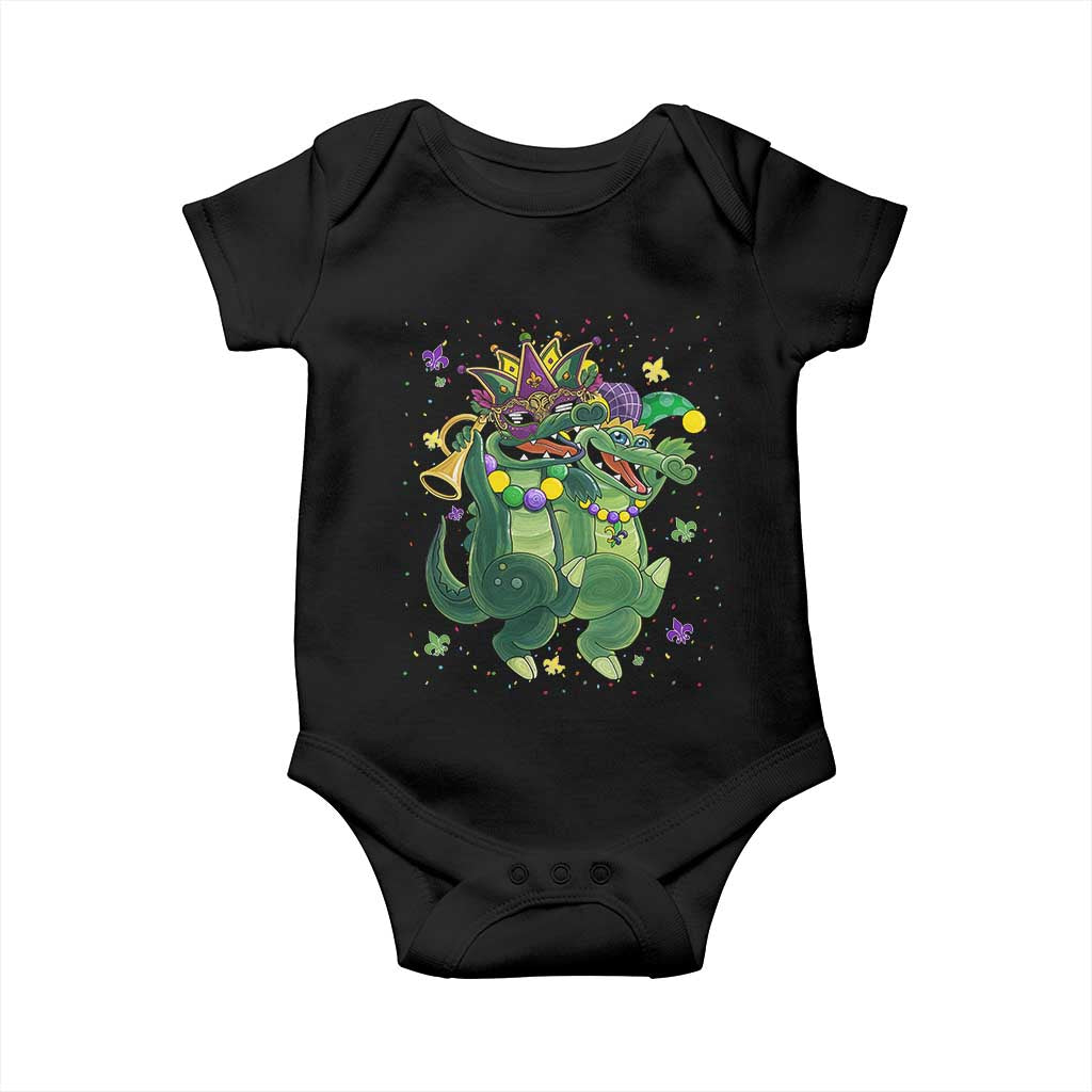 Happy Mardi Gras Alligator Baby Onesie Mardigator Crocodile Dancing New Orleans Louisiana TS10 Black Print Your Wear