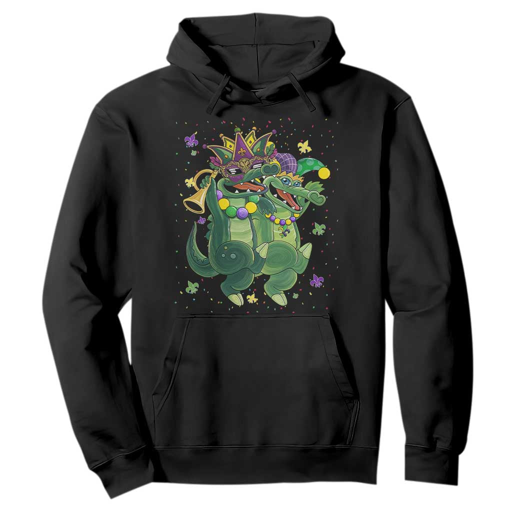 Happy Mardi Gras Alligator Hoodie Mardigator Crocodile Dancing New Orleans Louisiana TS10 Black Print Your Wear