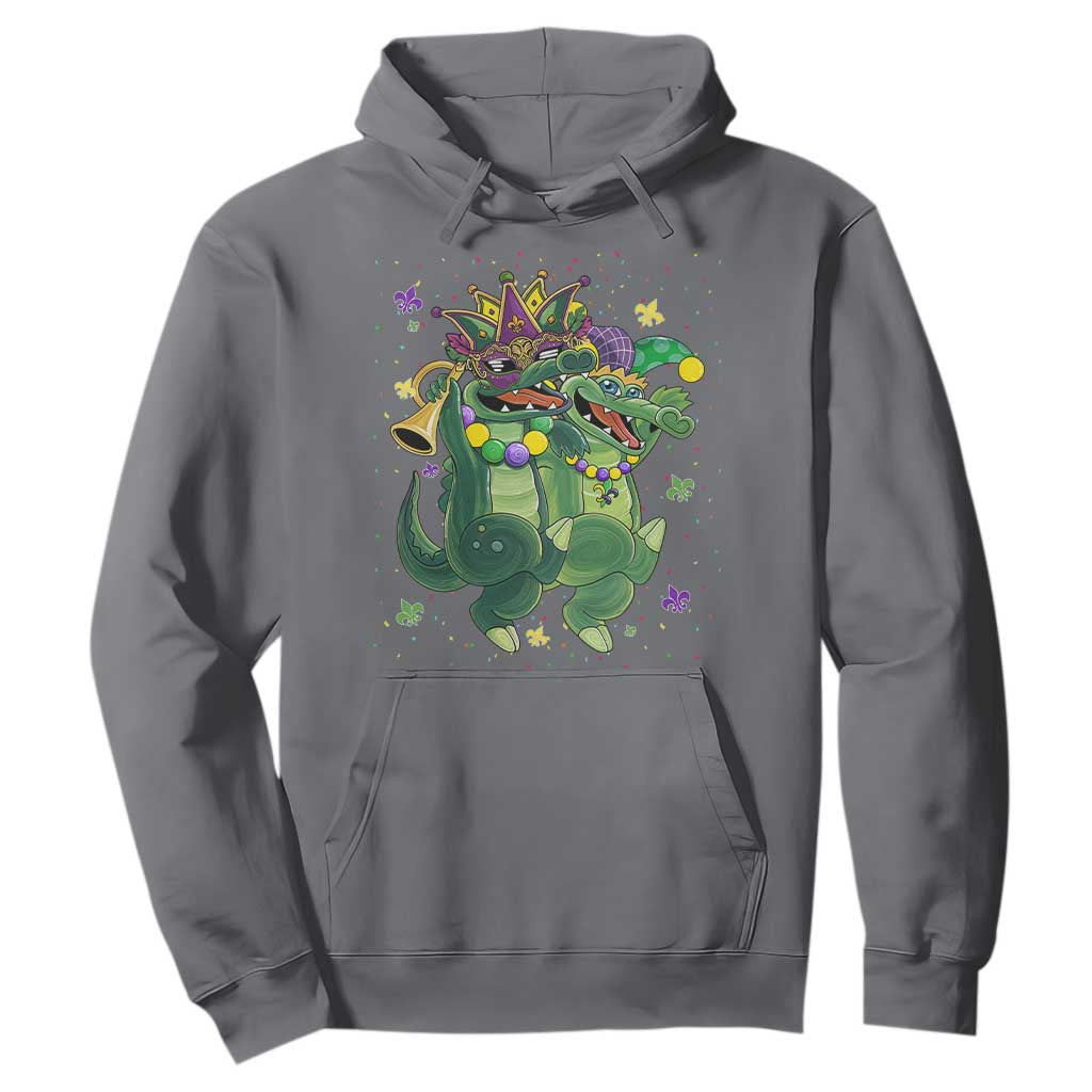 Happy Mardi Gras Alligator Hoodie Mardigator Crocodile Dancing New Orleans Louisiana TS10 Charcoal Print Your Wear
