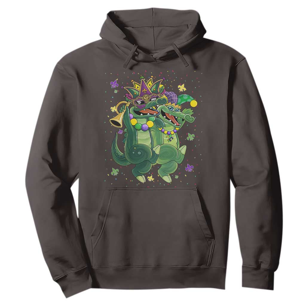 Happy Mardi Gras Alligator Hoodie Mardigator Crocodile Dancing New Orleans Louisiana TS10 Dark Chocolate Print Your Wear