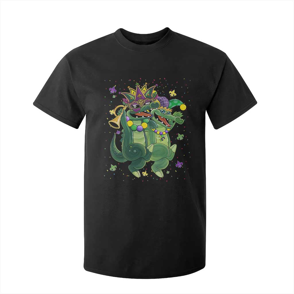 Happy Mardi Gras Alligator T Shirt For Kid Mardigator Crocodile Dancing New Orleans Louisiana TS10 Black Print Your Wear