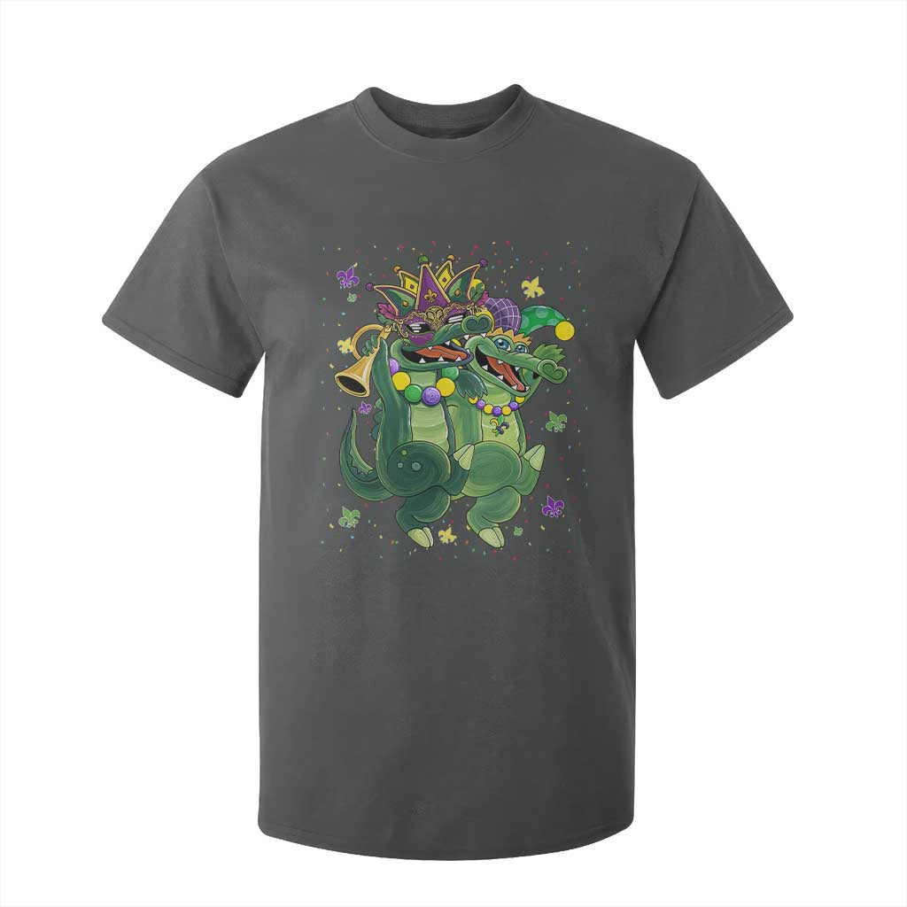 Happy Mardi Gras Alligator T Shirt For Kid Mardigator Crocodile Dancing New Orleans Louisiana TS10 Dark Heather Print Your Wear