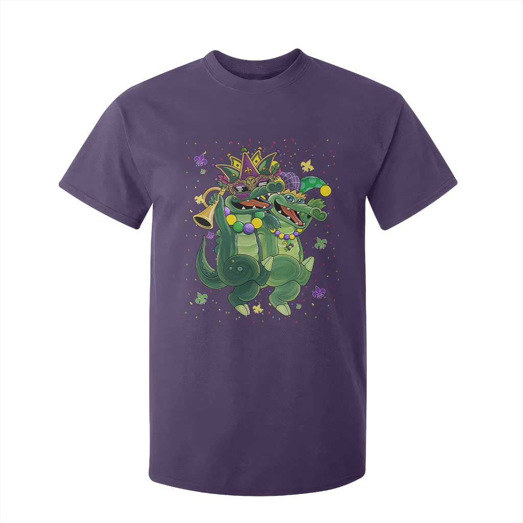 Happy Mardi Gras Alligator T Shirt For Kid Mardigator Crocodile Dancing New Orleans Louisiana TS10 Purple Print Your Wear