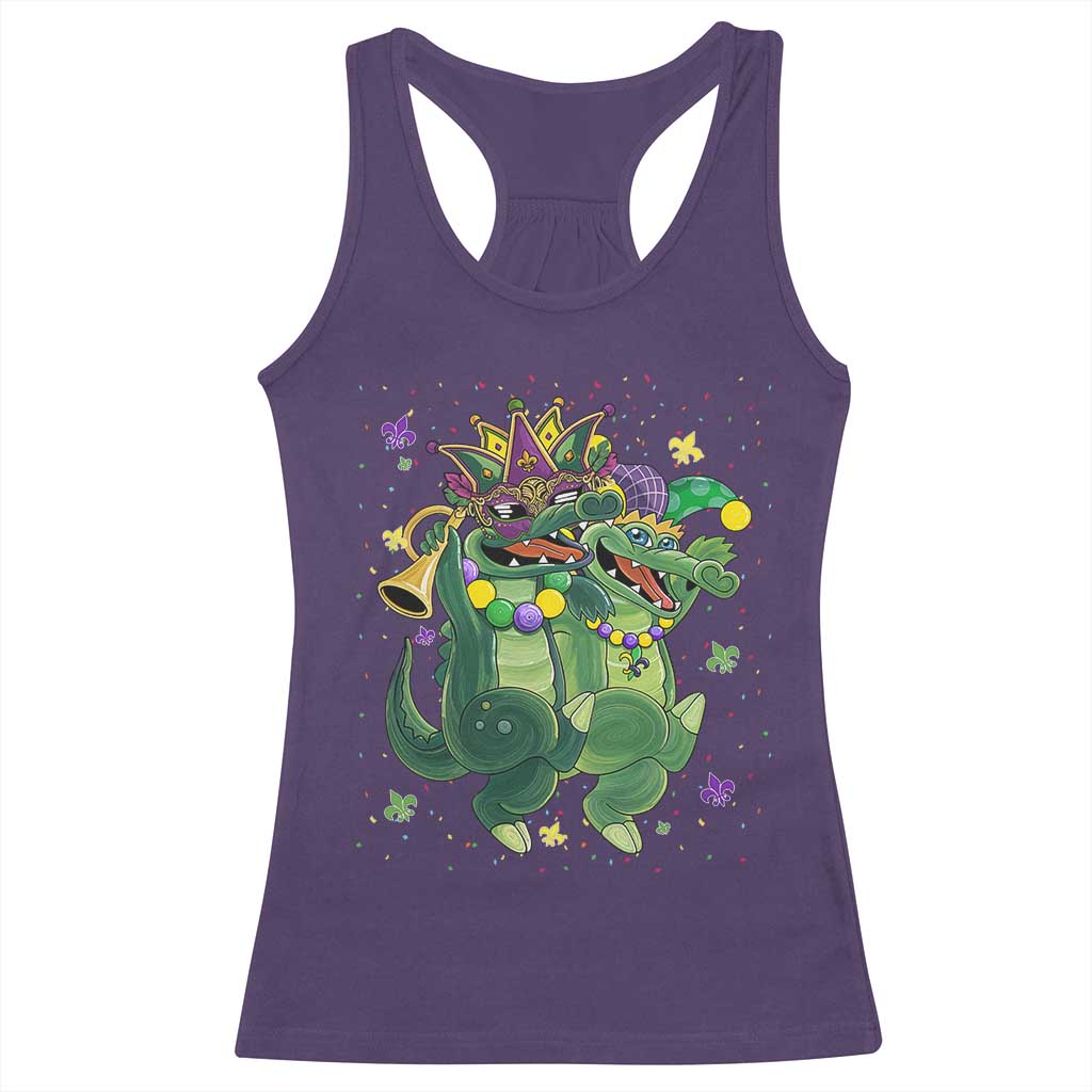 Happy Mardi Gras Alligator Racerback Tank Top Mardigator Crocodile Dancing New Orleans Louisiana TS10 Purple Print Your Wear