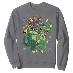 Happy Mardi Gras Alligator Sweatshirt Mardigator Crocodile Dancing New Orleans Louisiana TS10 Charcoal Print Your Wear