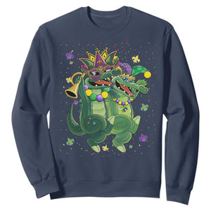 Happy Mardi Gras Alligator Sweatshirt Mardigator Crocodile Dancing New Orleans Louisiana TS10 Navy Print Your Wear