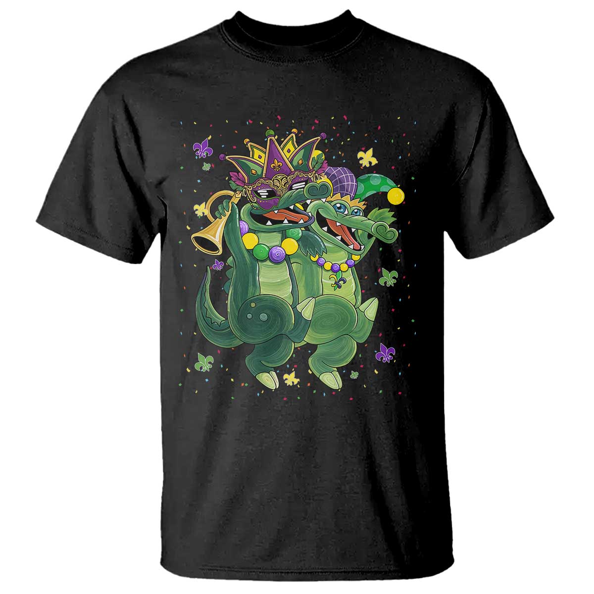 Happy Mardi Gras Alligator T Shirt Mardigator Crocodile Dancing New Orleans Louisiana TS10 Black Print Your Wear