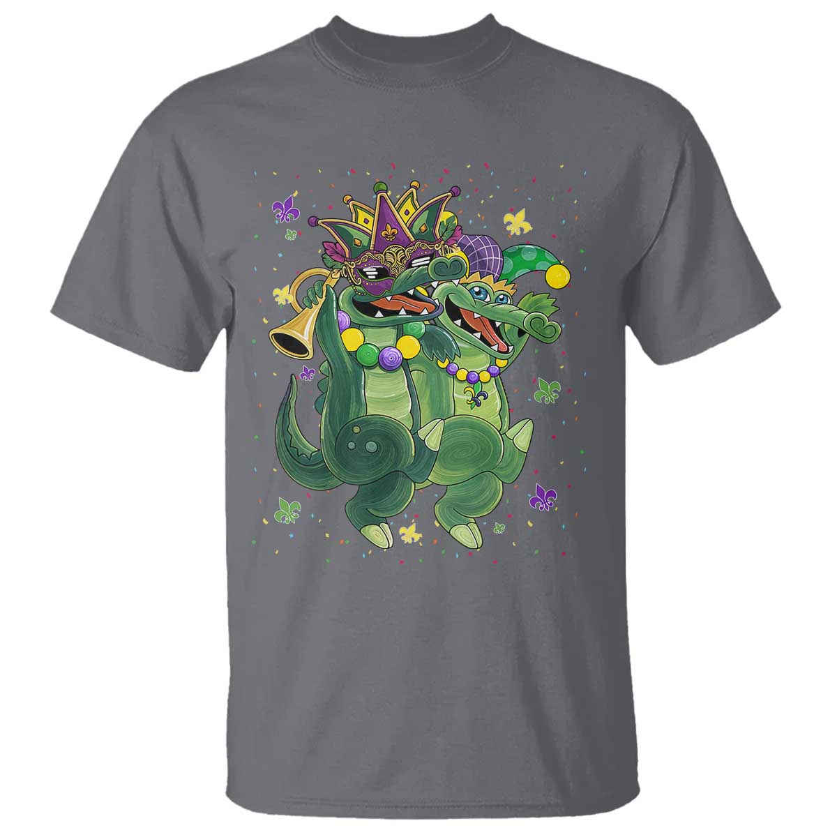 Happy Mardi Gras Alligator T Shirt Mardigator Crocodile Dancing New Orleans Louisiana TS10 Charcoal Print Your Wear