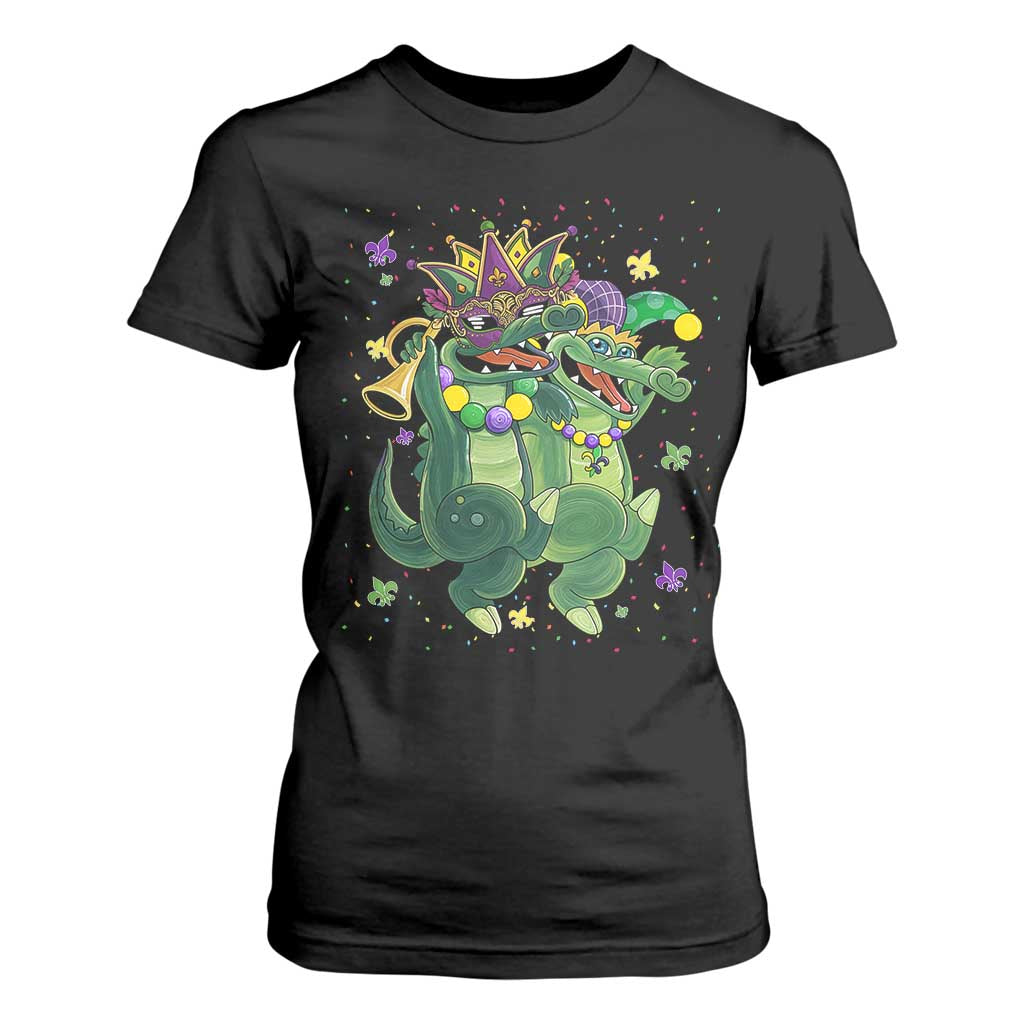 Happy Mardi Gras Alligator T Shirt For Women Mardigator Crocodile Dancing New Orleans Louisiana TS10 Black Print Your Wear