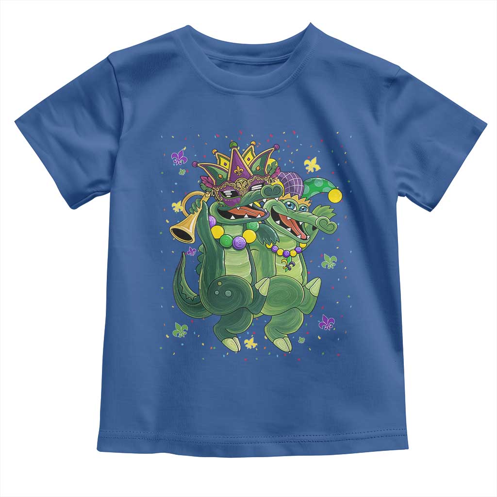 Happy Mardi Gras Alligator Toddler T Shirt Mardigator Crocodile Dancing New Orleans Louisiana TS10 Royal Blue Print Your Wear