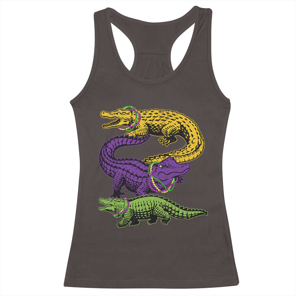 Aligator Crocodiles Louisiana Mardi Gras Racerback Tank Top TS10 Dark Chocolate Print Your Wear