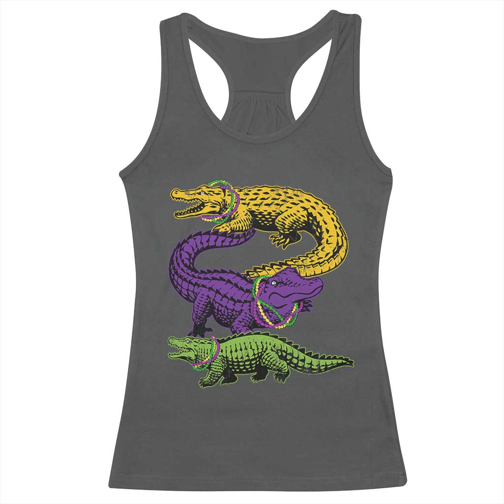 Aligator Crocodiles Louisiana Mardi Gras Racerback Tank Top TS10 Dark Heather Print Your Wear