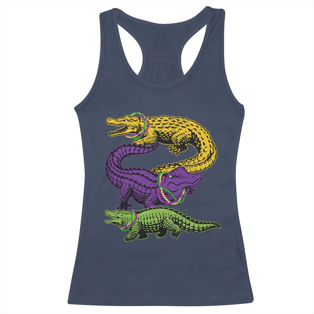 Aligator Crocodiles Louisiana Mardi Gras Racerback Tank Top TS10 Navy Print Your Wear
