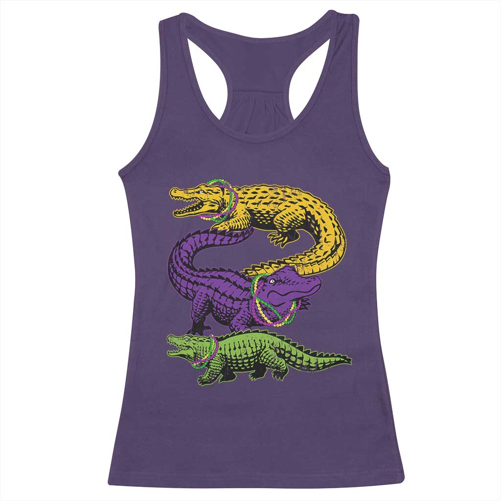 Aligator Crocodiles Louisiana Mardi Gras Racerback Tank Top TS10 Purple Print Your Wear