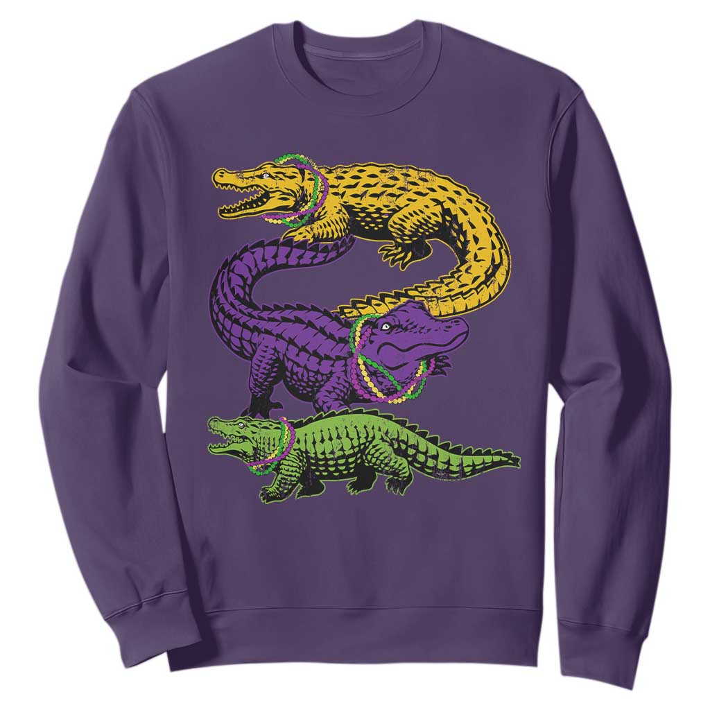 Aligator Crocodiles Louisiana Mardi Gras Sweatshirt TS10 Purple Print Your Wear