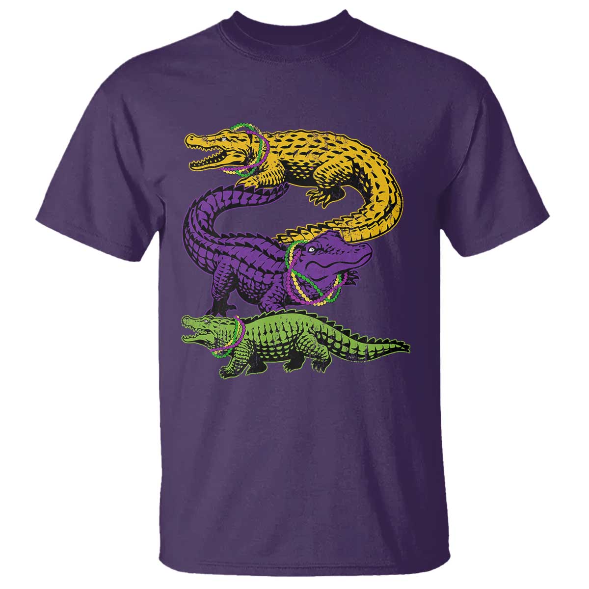 Aligator Crocodiles Louisiana Mardi Gras T Shirt TS10 Purple Print Your Wear