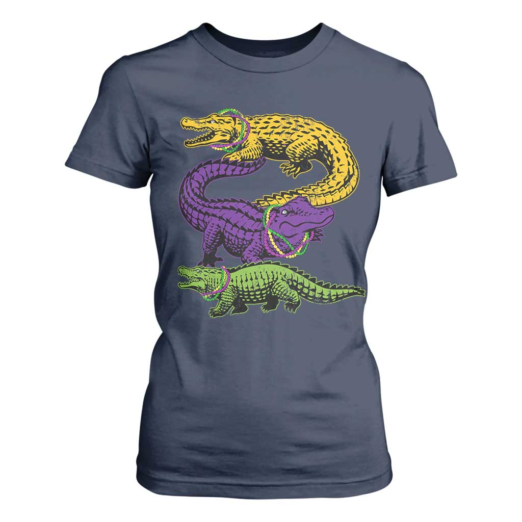Aligator Crocodiles Louisiana Mardi Gras T Shirt For Women TS10 Navy Print Your Wear