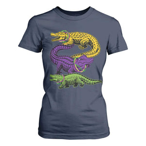 Aligator Crocodiles Louisiana Mardi Gras T Shirt For Women TS10 Navy Print Your Wear