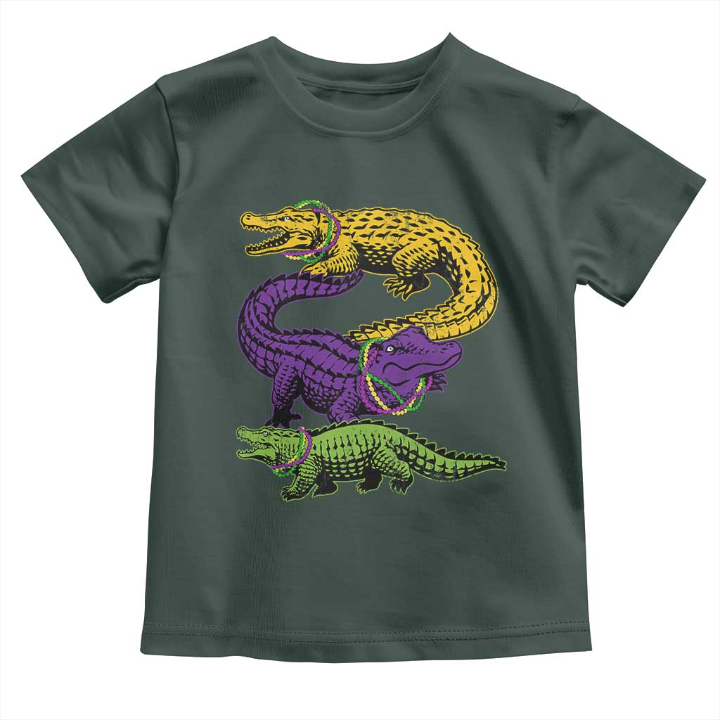 Aligator Crocodiles Louisiana Mardi Gras Toddler T Shirt TS10 Dark Forest Green Print Your Wear