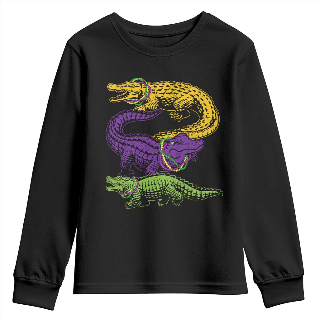 Aligator Crocodiles Louisiana Mardi Gras Youth Sweatshirt TS10 Black Print Your Wear
