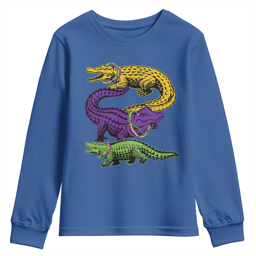 Aligator Crocodiles Louisiana Mardi Gras Youth Sweatshirt TS10 Royal Blue Print Your Wear