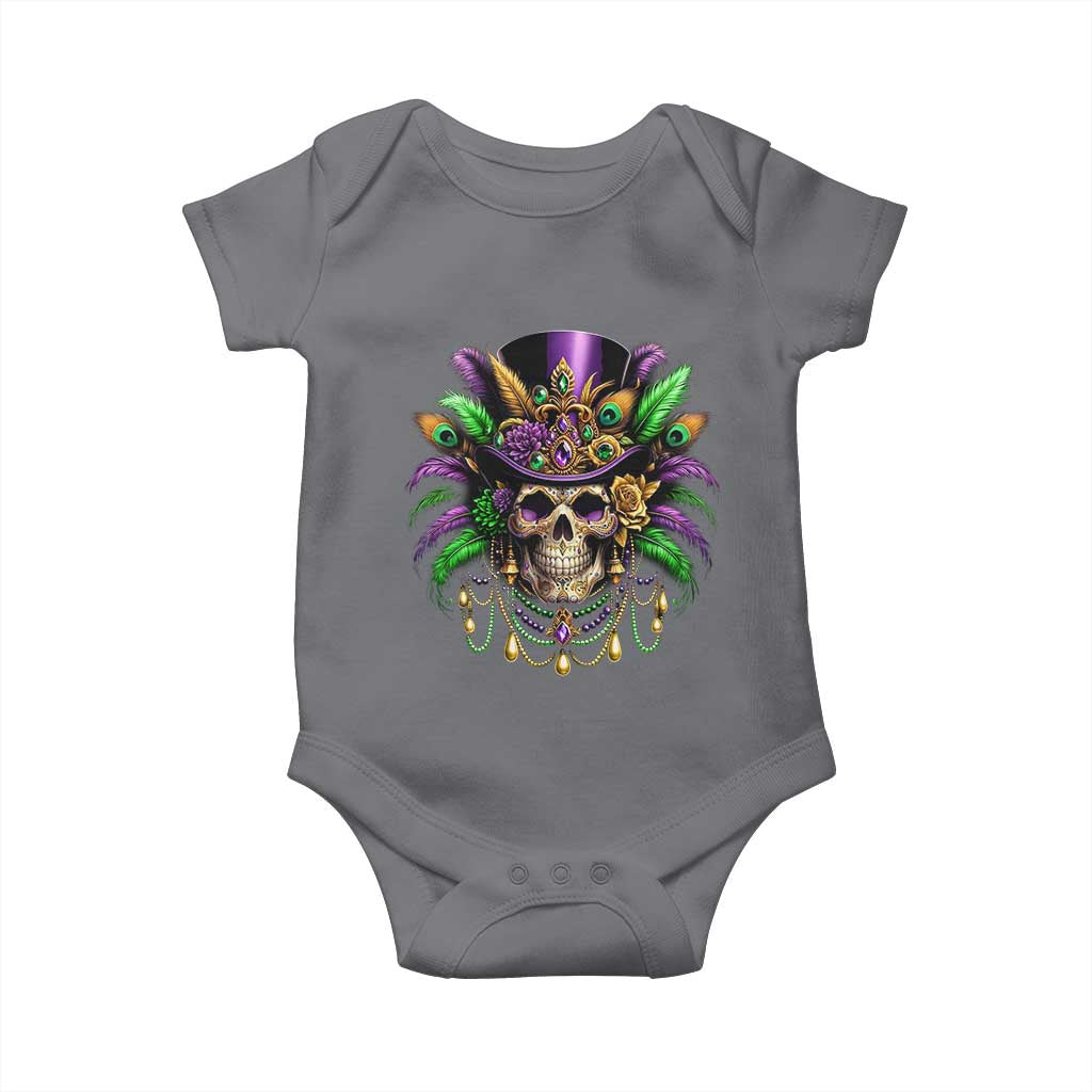 Mardi Gras Sugar Skull Baby Onesie Fat Tuesday TS10 Charcoal Print Your Wear