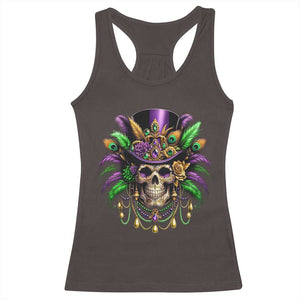 Mardi Gras Sugar Skull Racerback Tank Top Fat Tuesday TS10 Dark Chocolate Print Your Wear