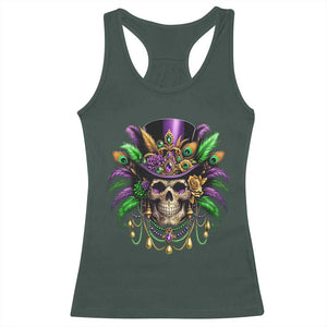 Mardi Gras Sugar Skull Racerback Tank Top Fat Tuesday TS10 Dark Forest Green Print Your Wear