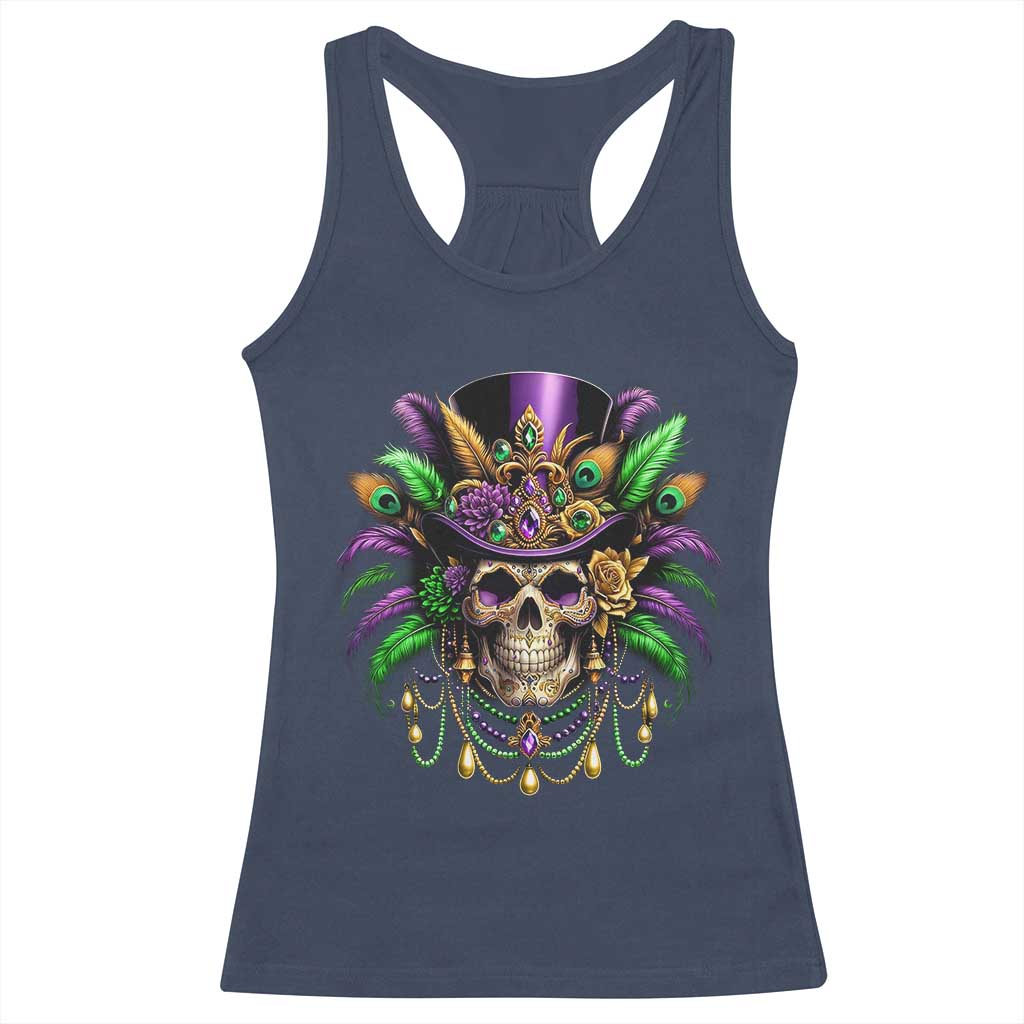 Mardi Gras Sugar Skull Racerback Tank Top Fat Tuesday TS10 Navy Print Your Wear