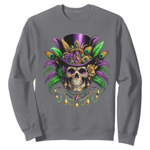 Mardi Gras Sugar Skull Sweatshirt Fat Tuesday TS10 Charcoal Print Your Wear