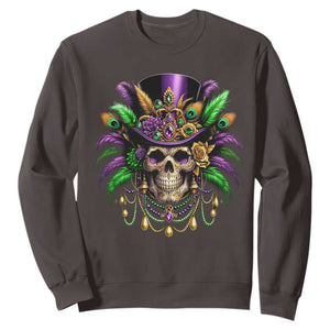Mardi Gras Sugar Skull Sweatshirt Fat Tuesday TS10 Dark Chocolate Print Your Wear