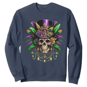 Mardi Gras Sugar Skull Sweatshirt Fat Tuesday TS10 Navy Print Your Wear
