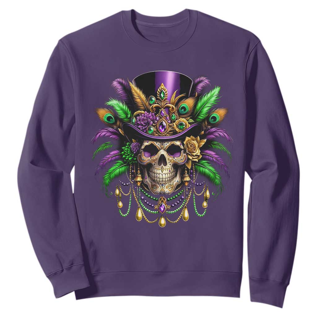 Mardi Gras Sugar Skull Sweatshirt Fat Tuesday TS10 Purple Print Your Wear