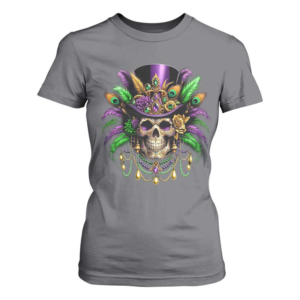 Mardi Gras Sugar Skull T Shirt For Women Fat Tuesday TS10 Charcoal Print Your Wear