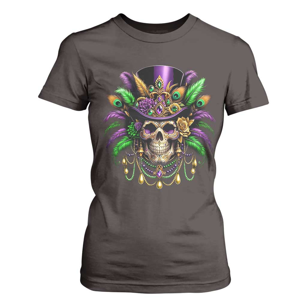 Mardi Gras Sugar Skull T Shirt For Women Fat Tuesday TS10 Dark Chocolate Print Your Wear