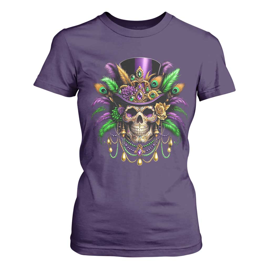 Mardi Gras Sugar Skull T Shirt For Women Fat Tuesday TS10 Purple Print Your Wear