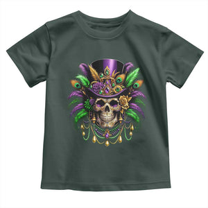 Mardi Gras Sugar Skull Toddler T Shirt Fat Tuesday TS10 Dark Forest Green Print Your Wear