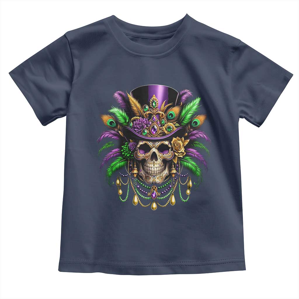 Mardi Gras Sugar Skull Toddler T Shirt Fat Tuesday TS10 Navy Print Your Wear