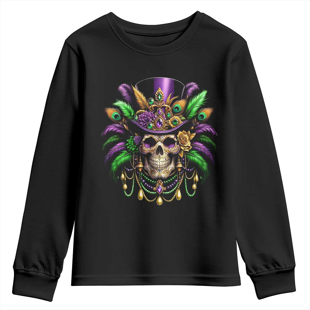 Mardi Gras Sugar Skull Youth Sweatshirt Fat Tuesday TS10 Black Print Your Wear