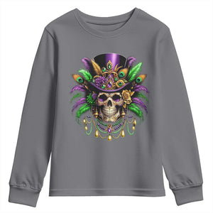 Mardi Gras Sugar Skull Youth Sweatshirt Fat Tuesday TS10 Charcoal Print Your Wear
