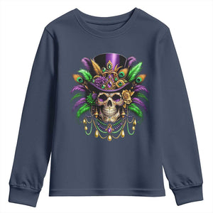 Mardi Gras Sugar Skull Youth Sweatshirt Fat Tuesday TS10 Navy Print Your Wear