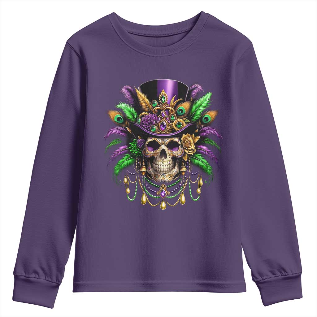 Mardi Gras Sugar Skull Youth Sweatshirt Fat Tuesday TS10 Purple Print Your Wear