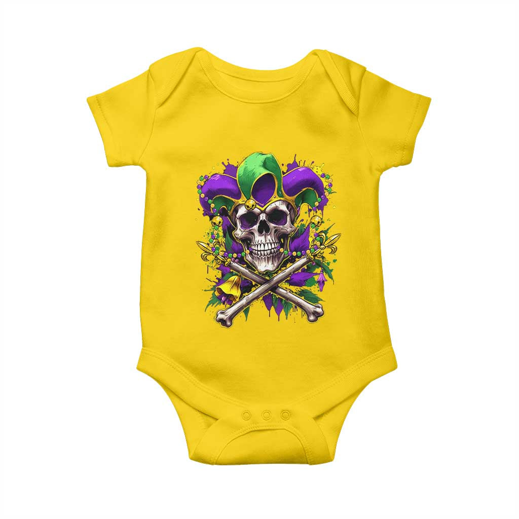 Mardi Gras Jester Skull Baby Onesie New Orleans Skeleton Beads TS10 Daisy Print Your Wear