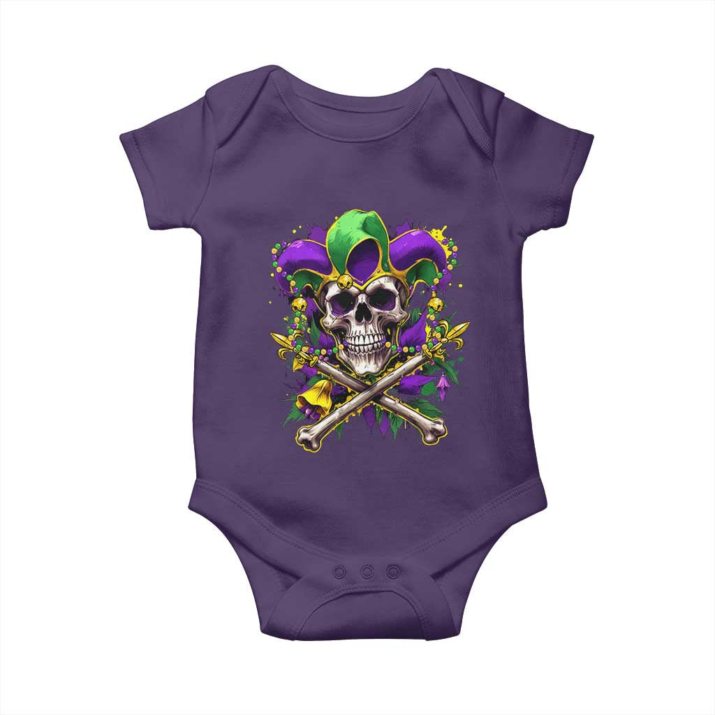 Mardi Gras Jester Skull Baby Onesie New Orleans Skeleton Beads TS10 Purple Print Your Wear