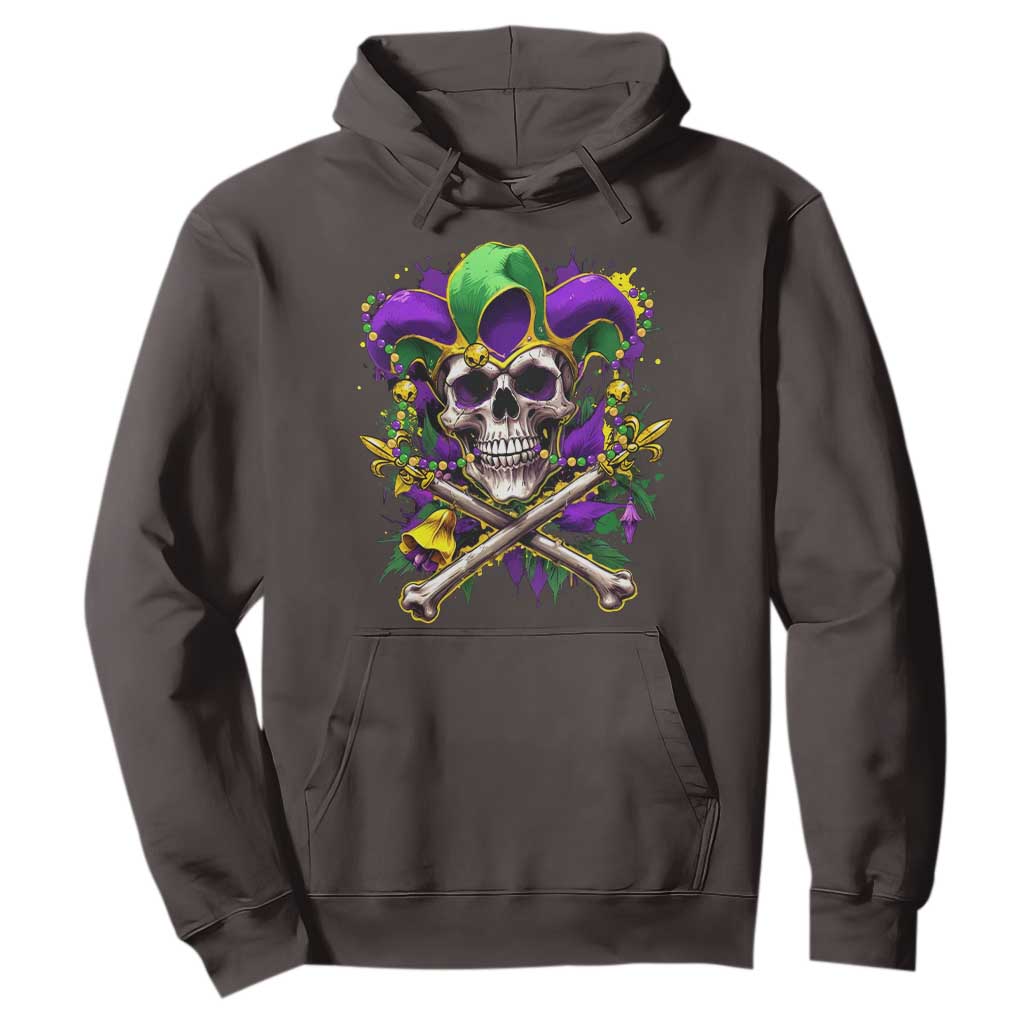 Mardi Gras Jester Skull Hoodie New Orleans Skeleton Beads TS10 Dark Chocolate Print Your Wear